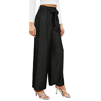 Women High Waisted Pants Wide Leg Pants for Business Work Casual Adjustable Tie Knot Dress Pants