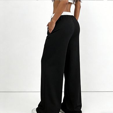 Women's High-Waisted Drawstring Wide Leg Sweatpants Fit Lounge Casual Pants