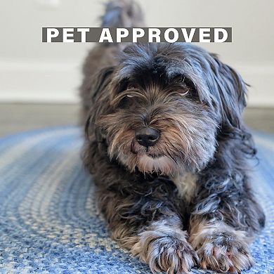 HomeSpice Décor Jute Braided Rug Non-Shedding Reversible Jute Blue Rug