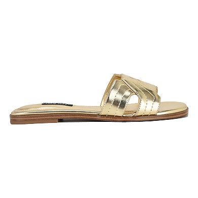 Nine West Gammy Women's Square Toe Slip-On Casual Flat Sandals