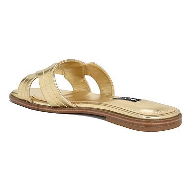 Nine West Gammy Women's Square Toe Slip-On Casual Flat Sandals