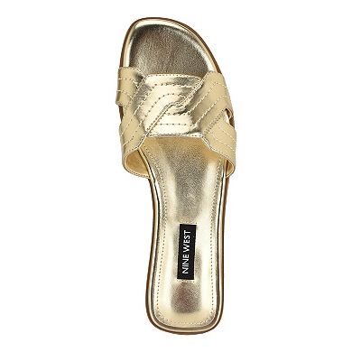 Nine West Gammy Women's Square Toe Slip-On Casual Flat Sandals