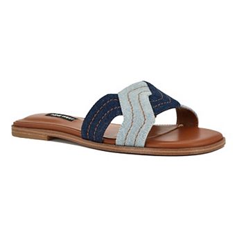 Nine West Gammy Women's Square Toe Slip-On Casual Flat Sandals