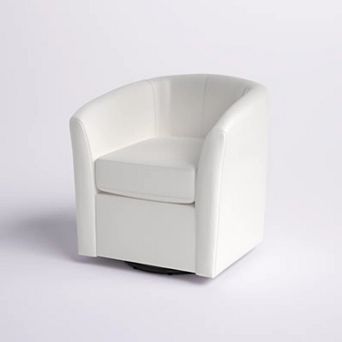 Corley Swivel Club Chair in Ivory Faux Leather by Christopher Knight Home