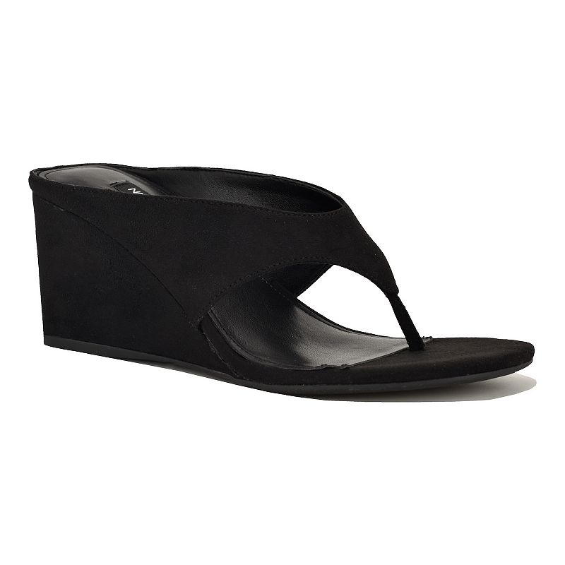 Nine West Jadde Women's Round Toe Slip-On Dress Wedge Sandals,