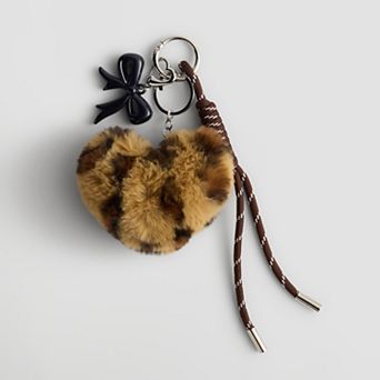 madden girl Leopard Heart & Bow Charm Keychain