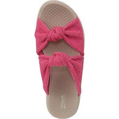 LifeStride Caring Women's Embroidered Fabric Slide Sandals