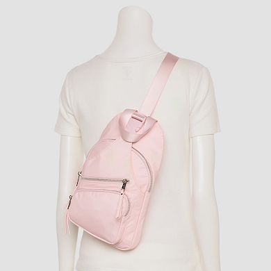 Madden Girl Nylon Sling Bag With Zip Closure & Multiple Compartments