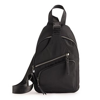 madden girl Nylon Sling Bag With Zip Closure & Multiple Compartments