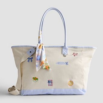 madden girl Embroidered Canvas Large Tote Bag