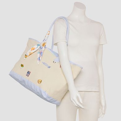 madden girl Embroidered Canvas Large Tote Bag
