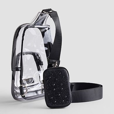 madden girl Clear Sling Bag with Adjustable Strap
