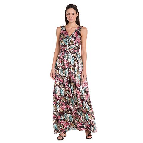 Женские платья R&M Women's R&M Richards Metallic Floral Printed Maxi Dress