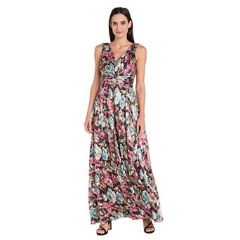 Women's R&M Richards Metallic Floral Printed Maxi Dress