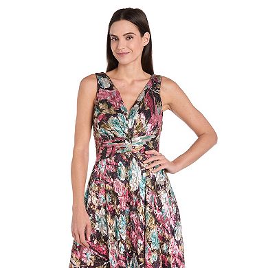 Women's R&M Richards Metallic Floral Printed Maxi Dress