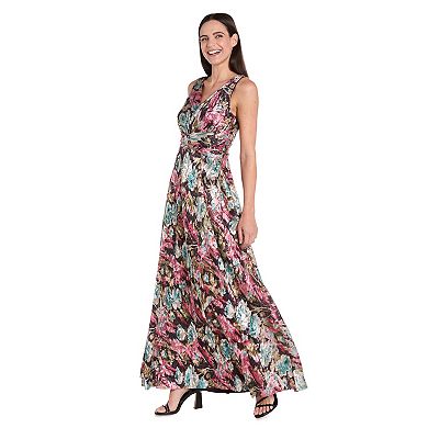 Women's R&M Richards Metallic Floral Printed Maxi Dress