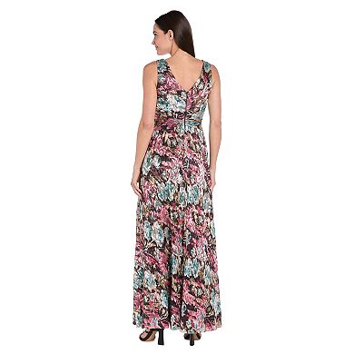Women's R&M Richards Metallic Floral Printed Maxi Dress