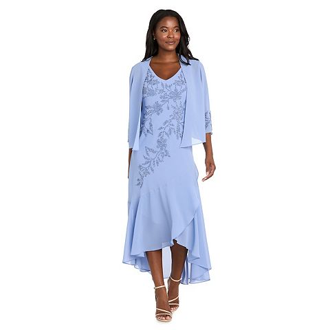 Женские платья R&M Women's R&M Richards Tea Length Jacket Dress with Embellished Sleeves