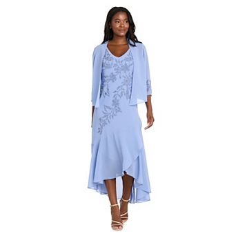 Women's R&M Richards Tea Length Jacket Dress with Embellished Sleeves