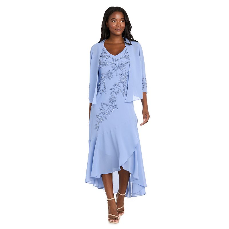 r&m richards women's beaded chiffon jacket dress Tea Length with Embellished Sleeves Blaine Brown and Cream Colour:Butter Lemon INV-2055 Formal dress The possibilities are endless