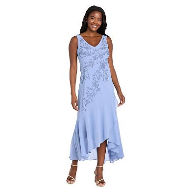 Women's R&M Richards Tea Length Jacket Dress with Embellished Sleeves