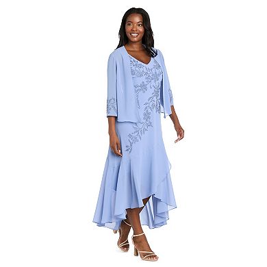 Women's R&M Richards Tea Length Jacket Dress with Embellished Sleeves