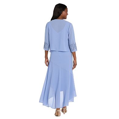 Women's R&M Richards Tea Length Jacket Dress with Embellished Sleeves