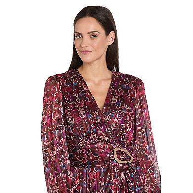 Women's R&M Richards Printed Metallic Chiffon Dress