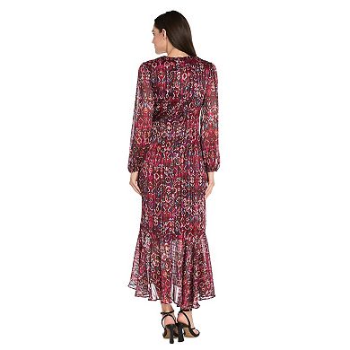 Women's R&M Richards Printed Metallic Chiffon Dress