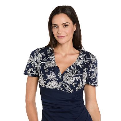 Women's R&M Richards V-Neck Long Matte Chiffon Dress