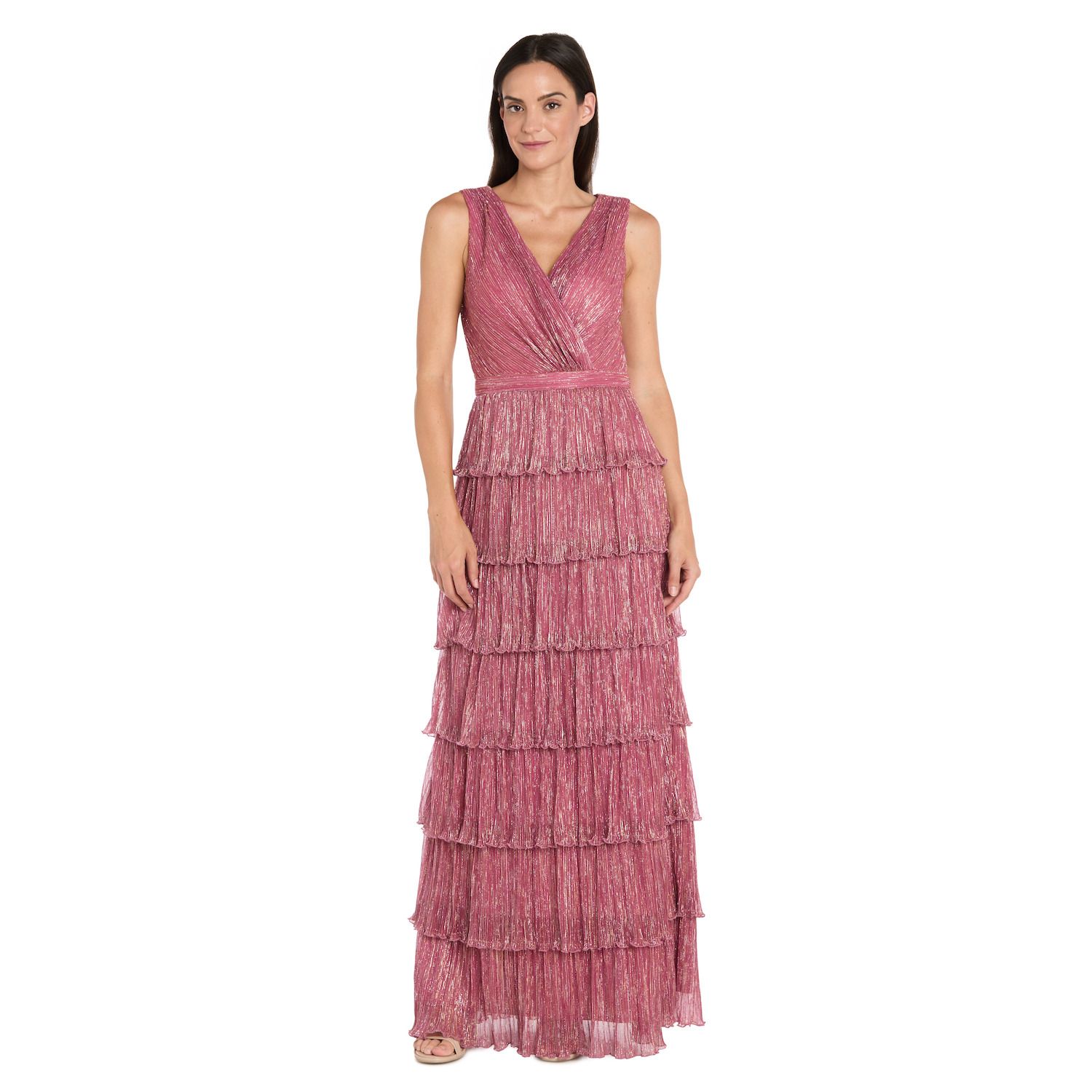 Женские платья R&M Richards Crinkle Pleated Tiered Dress