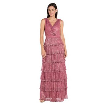 Women's R&M Richards Crinkle Pleated Tiered Dress
