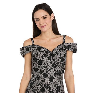 Women's R&M Richards Two-Tone Off-the-Shoulder Lace Dress