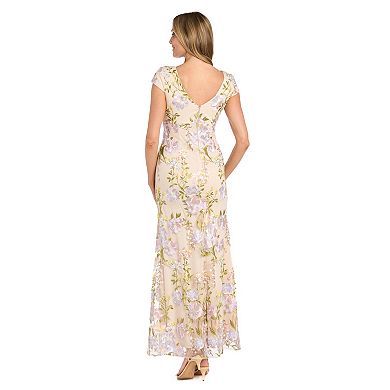 Women's R&M Richards Long Threadwork Embroidered Dress