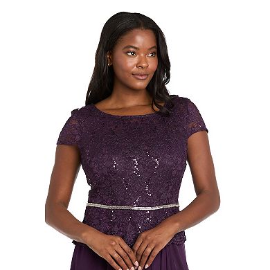 Women's R&M Richards Scallop Lace Wrap Dress