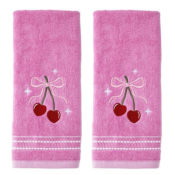 SKL Home Cherry Hearts 2-Piece Hand Towel Set