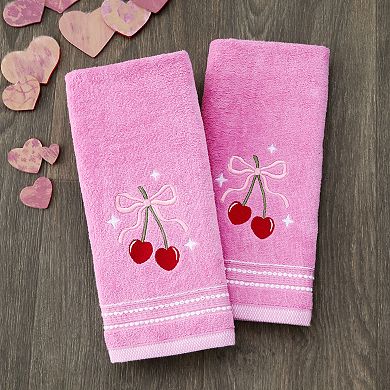 SKL Home Cherry Hearts 2-Piece Hand Towel Set