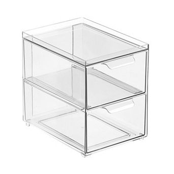 2-Drawer Stackable Organizer for Kitchen or Pantry - Set of 2 - Clear