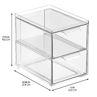 2-Drawer Stackable Organizer for Kitchen or Pantry - Set of 2 - Clear
