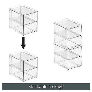 2-Drawer Stackable Organizer for Kitchen or Pantry - Set of 2 - Clear