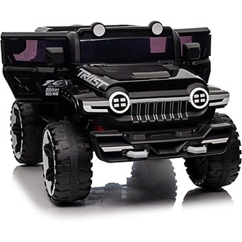 12V Electric Kids Ride on Car with Remote Control, 2 Seater 4WD Off-Road Truck with Decor Spare
