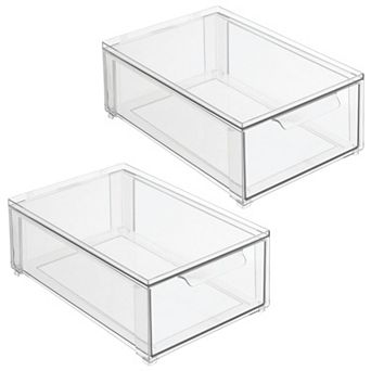 Stackable Pull-Out Sliding Storage Drawer - Set of 2 - Clear