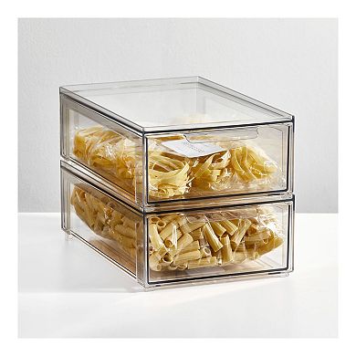 Stackable Pull-Out Sliding Storage Drawer - Set of 2 - Clear