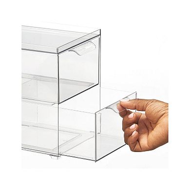 2-Drawer Stackable Organizer - Pull-Out Storage Drawers for Kitchen - Set of 4 - Clear