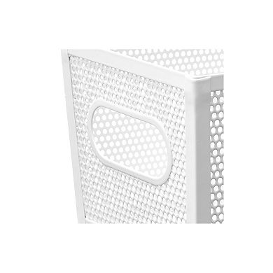 Perforated Metal Storage Bin with Handles - Set of 4 - Matte White