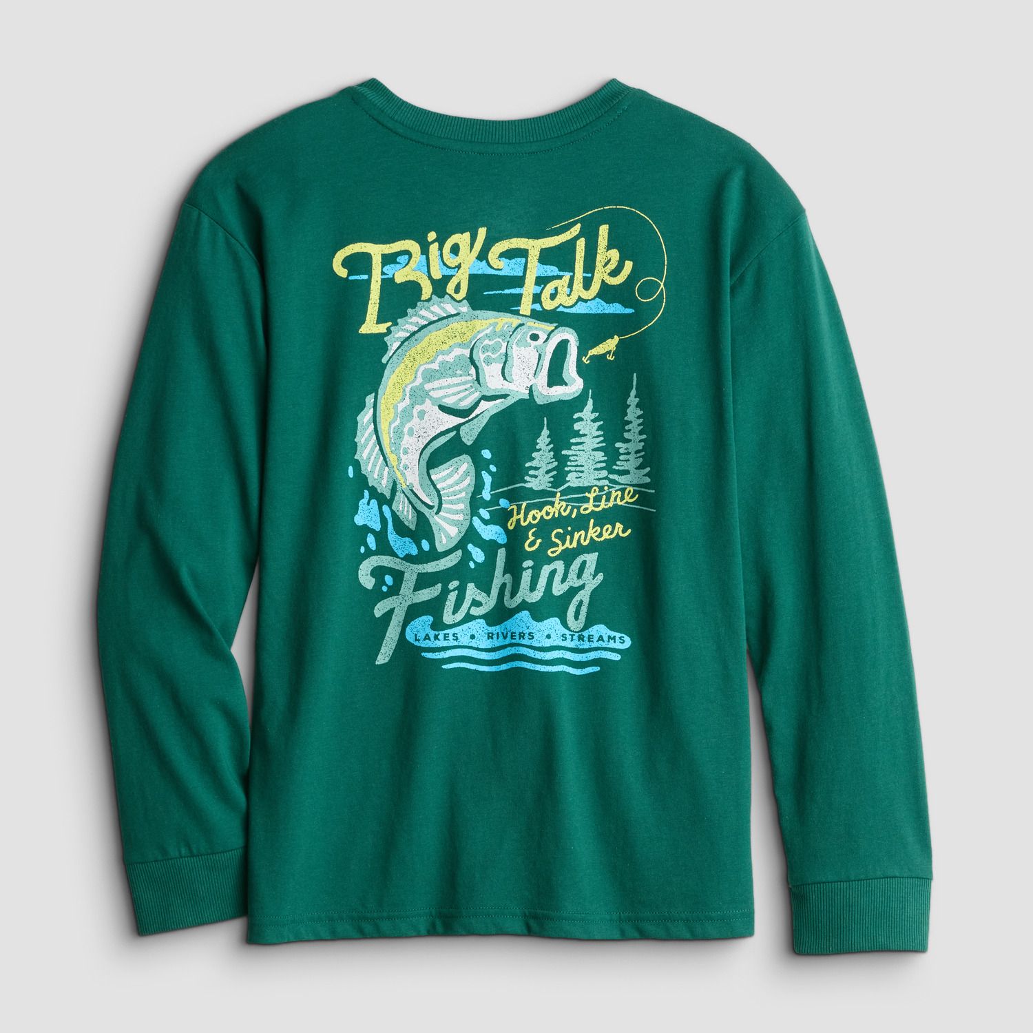 Футболка Sonoma Goods For Life® Long Sleeve Graphic in Regular & Husky для мальчиков, цвет: Зелёный — фото 2