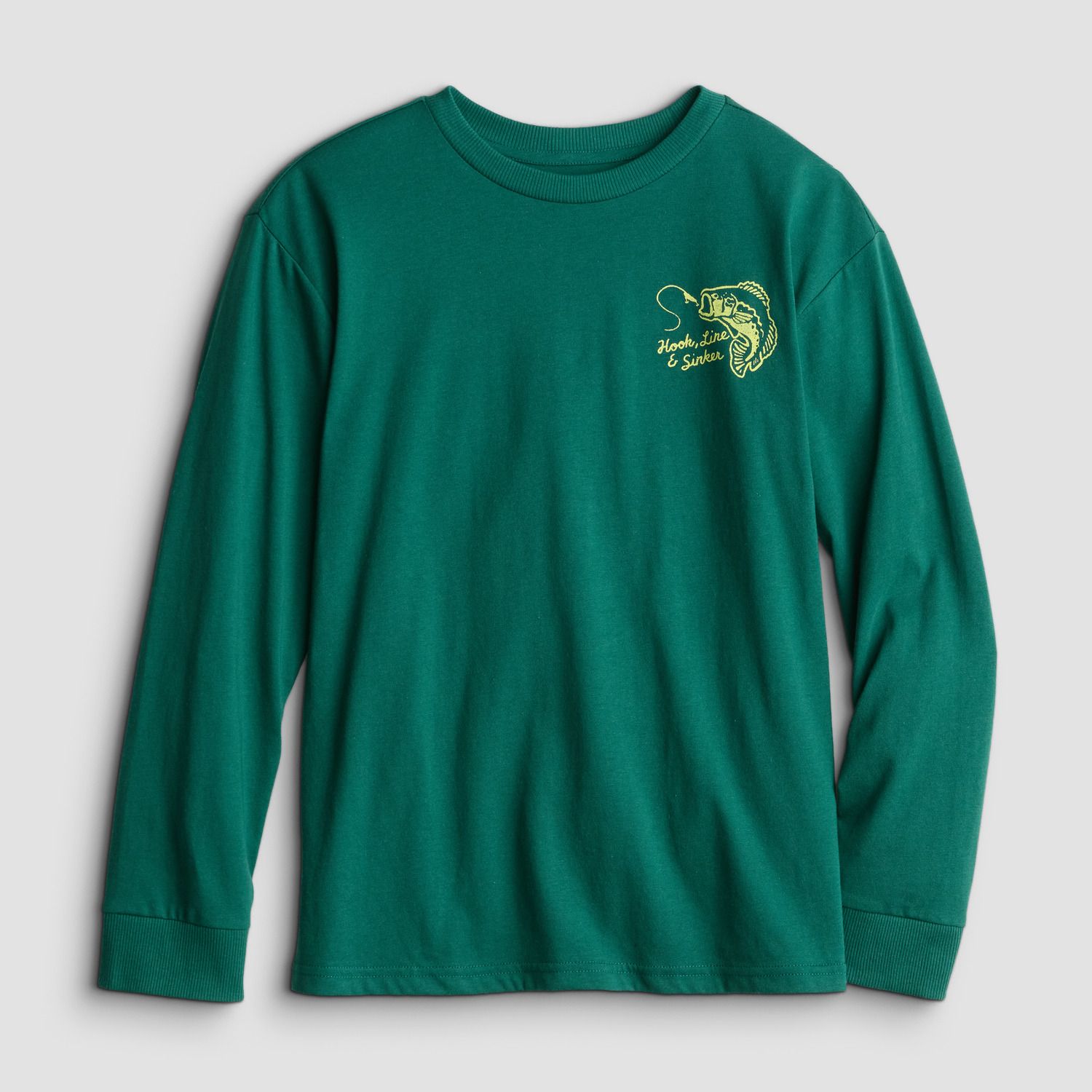 Футболка Sonoma Goods For Life® Long Sleeve Graphic in Regular & Husky для мальчиков, цвет: Зелёный — фото 1