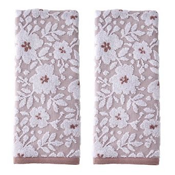 SKL Home Floral Jacquard 2 pc Hand Towel Set