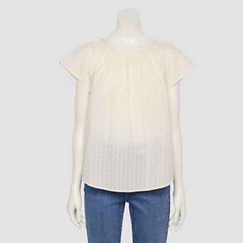Women's LC Lauren Conrad Shirred Neck Self-Tie Back Top