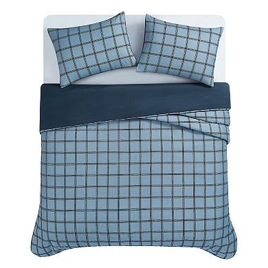 Cannon Luka Grid Duvet Cover Set with Shams